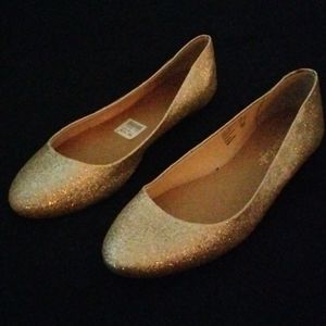Gold Sparkle Flats Size 9